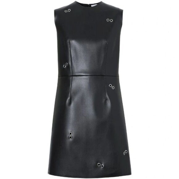 Burberry Coleta Grommet Embellished Faux Leather Minidress In Black - Picture 1 of 16
